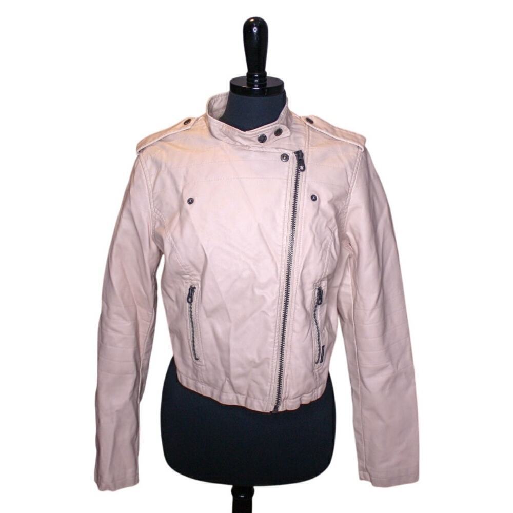 Members Only Pale Pink Moto Jacket Faux Leather Ballet Pink Soft Girl - Picture 4 of 6